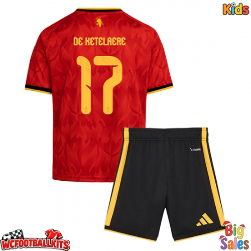 Belgium Charles De Ketelaere #17 Replica Home Stadium Kit for Kids World Cup 2026 Short Sleeve (+ pants)